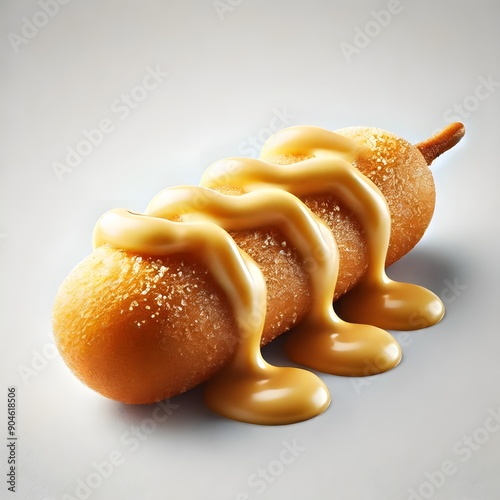 Corn dog Dessert with Caramel Sauce photo