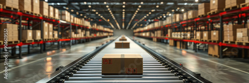 Conveyor belts transporting packages to the shipping area.