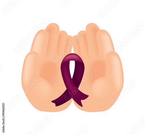 multiple myeloma awareness hands with ribbon