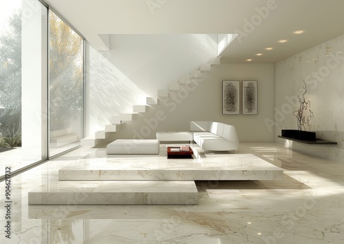 Minimalist White Living Room with Modern Decor