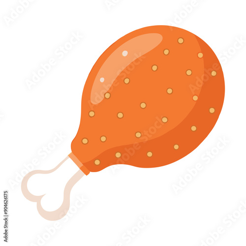 fried chicken leg flat vector illustration logo icon clipart
