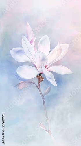 Magnolia Blossom on Pastel Gradient