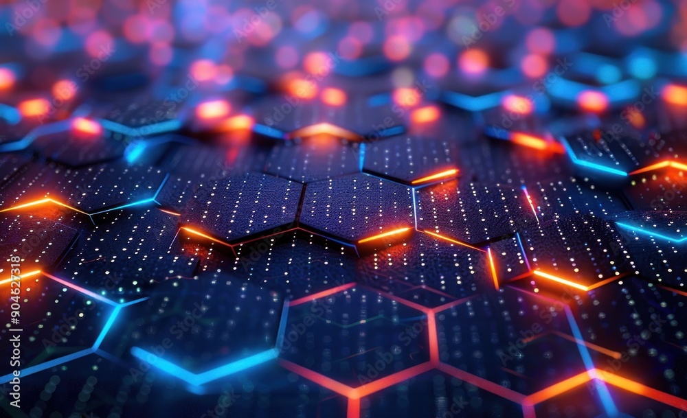 Abstract Hexagon Pattern with Glowing Edges Abstract Hexagon Pattern with Glowing Edges