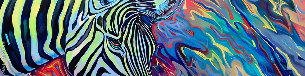 An abstract surreal illustration of a zebra in vibrant colors. An abstract surreal illustration of a zebra in vibrant colors.