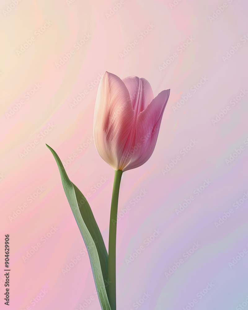 Elegant Pink Tulip on Pastel Gradient