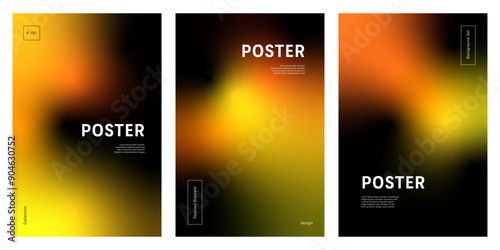 Abstract background set blending orange and yellow on black blank space for warm and energetic design