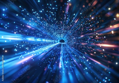 Abstract Cosmic Tunnel with Glowing Lights