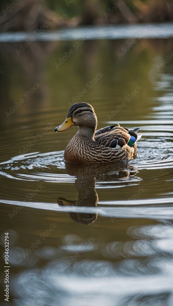 A photo of a duck gliding gracefully across a tranquil pond A photo of a duck gliding gracefully across a tranquil pond