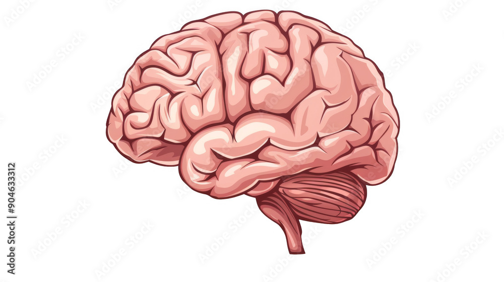 A pink brain with a white background A pink brain with a white background