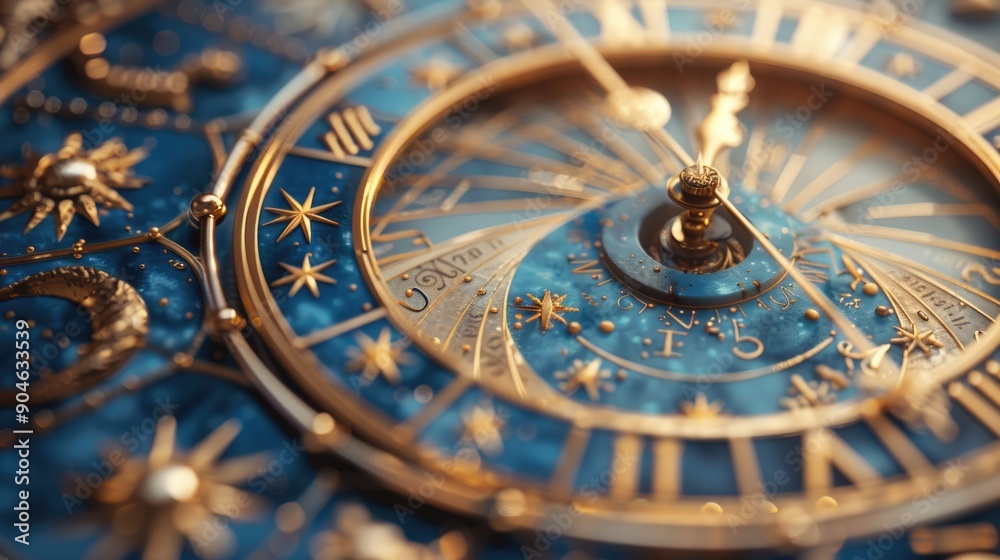 Astrological clock with zodiac symbols close up, focus on clock, realistic, fusion, ancient temple backdrop Astrological clock with zodiac symbols close up, focus on clock, realistic, fusion, ancient temple backdrop