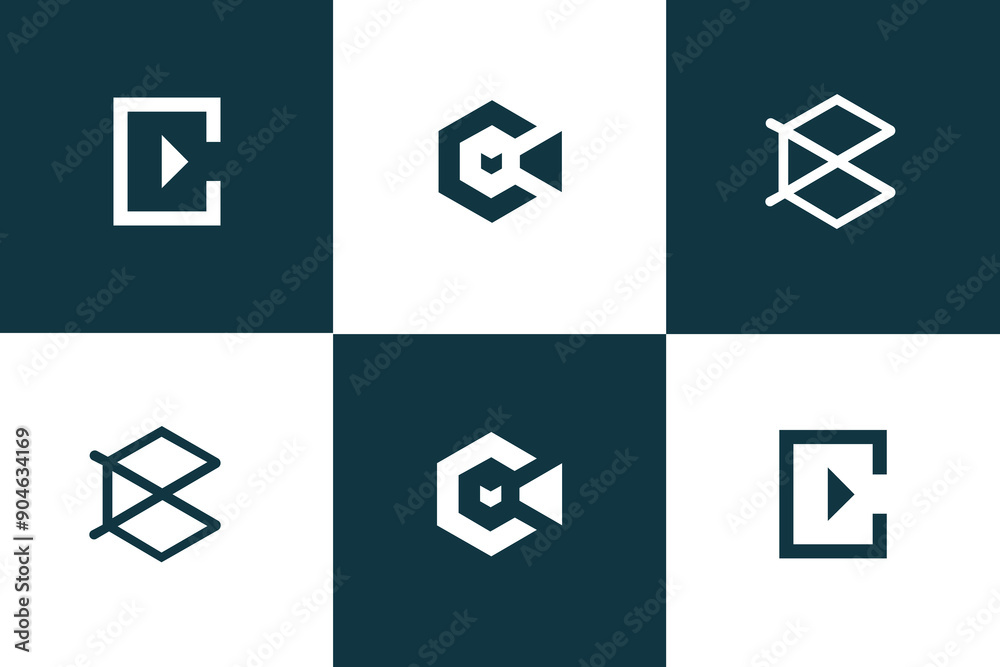 Play Media Button Symbol Logo Icon Vector, C letter media logo vector design Play Media Button Symbol Logo Icon Vector, C letter media logo vector design