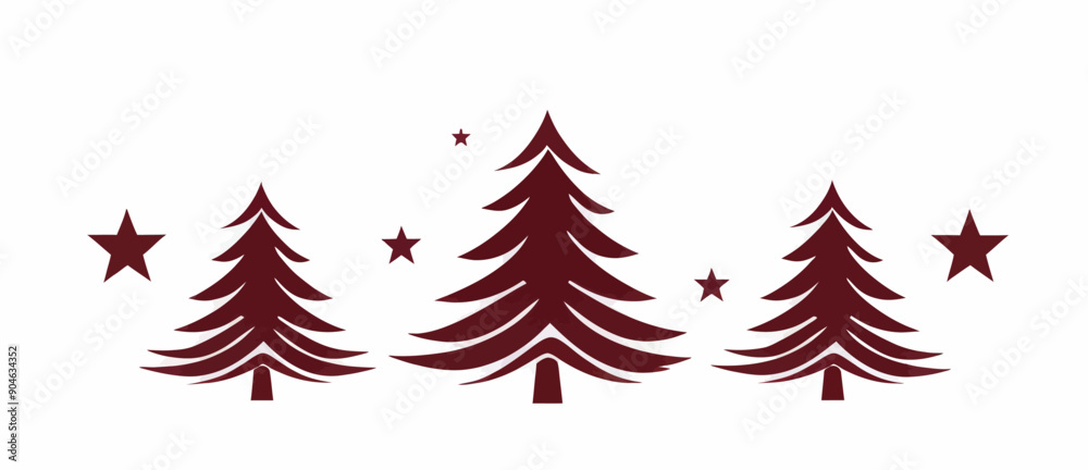 Fototapeta premium Holiday Vector Art: Burgundy Christmas Trees