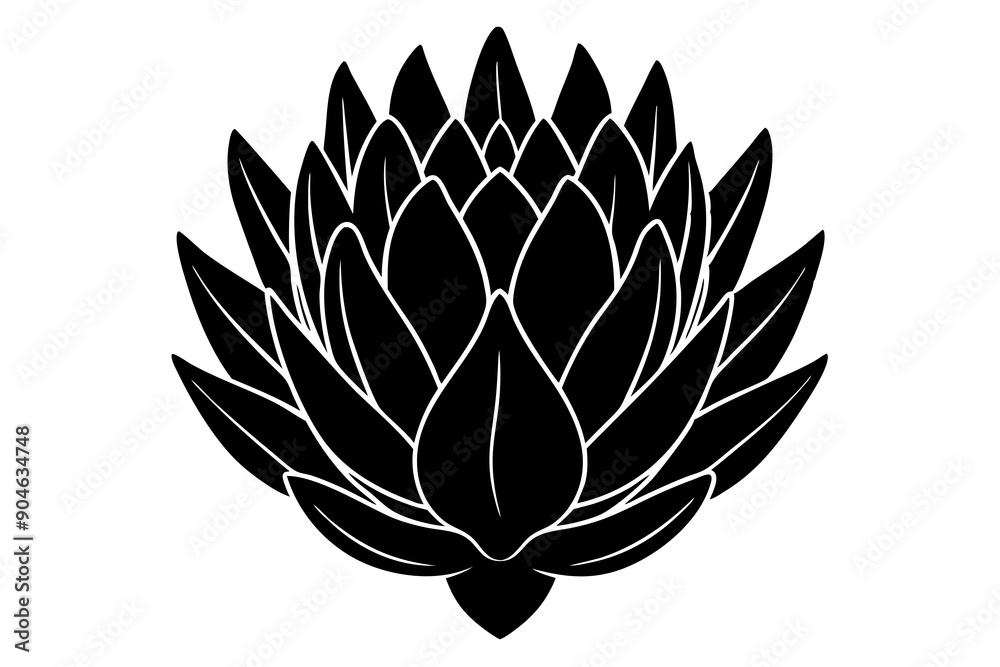 
king protea flower vector silhouette, vector black king protea silhouette, king protea flower icon
