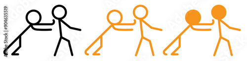 Supportive Man Pushing Another Person Icon for Assistance and Guidance Graphics Ideal for Representing Help and Support Actions