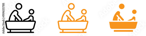 Caring Mother Washing Baby in Bath Tub Icon for Family and Childcare Graphics Perfect for Representing Bath Time and Parental Care