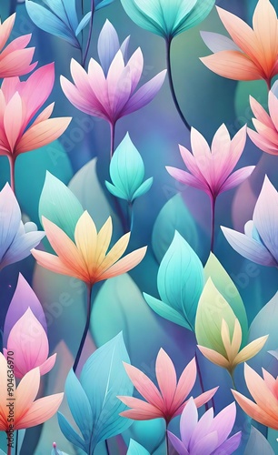 seamless pattern with pink flowers