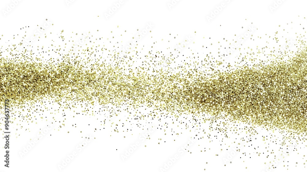 Intricate Details of Falling Gold Glitter Particles on White Background