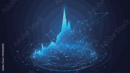 Abstract blue background with points and lines. 3d vector illustration.