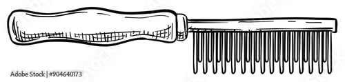 dog comb handdrawn illustration