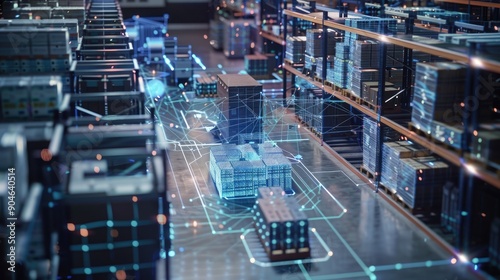 An AI-driven system managing a complex logistics network in a smart warehouse.