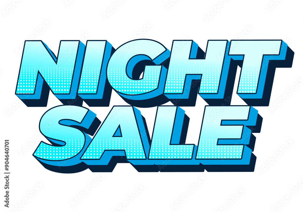 Night sale. Text effect design in 3D look with modern colors Night sale. Text effect design in 3D look with modern colors