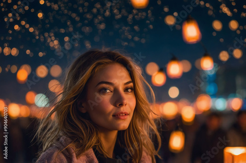 Radiant Nights Capturing Joy Amidst City Lights with Bokeh Photography © Michaelyo