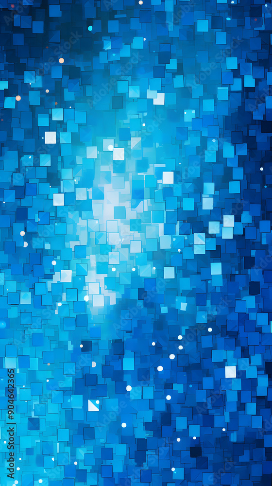 Digital blue glitter square mosaic abstract graphic poster background Digital blue glitter square mosaic abstract graphic poster background