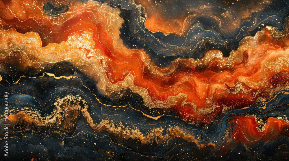 Intricate Marble Patterns in Black and Orange - Nature's Breathtaking Design Intricate Marble Patterns in Black and Orange - Nature's Breathtaking Design
