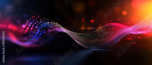 Abstract Digital Wave with Colorful Light Effects and Bokeh Background photo