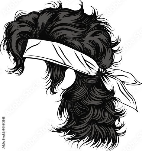 mullet hair with bandana accessories. improved details