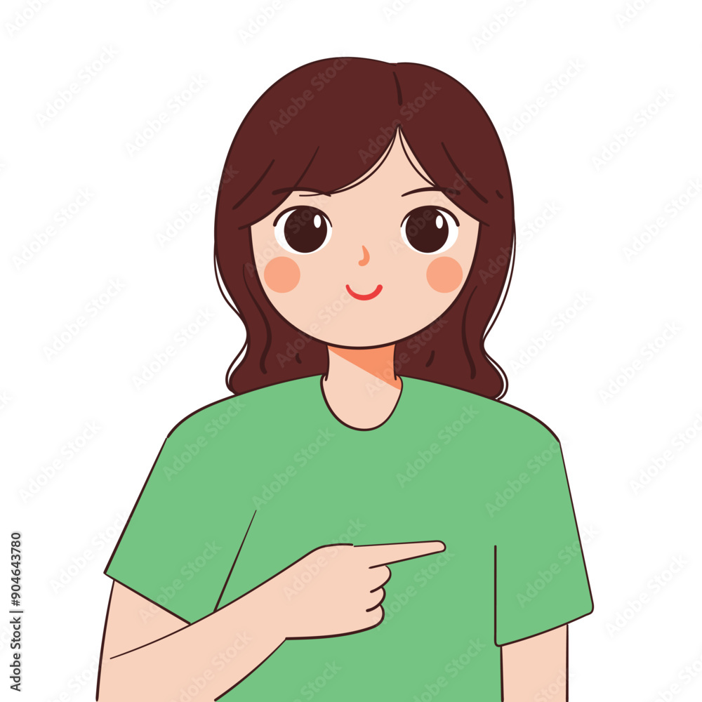 hand drawing cartoon woman with her hand pointed out to the right hand drawing cartoon woman with her hand pointed out to the right