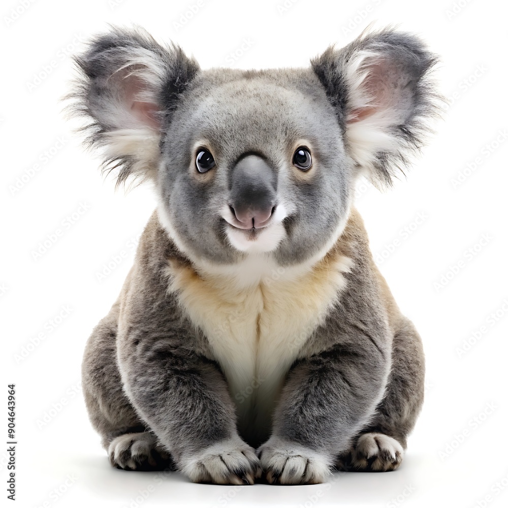 Fototapeta premium Cute Koala Sitting on White Background.