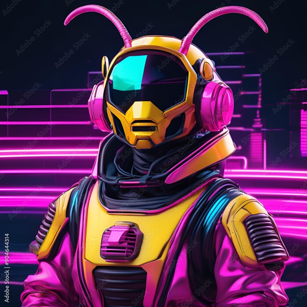 Rendering of bee anime character