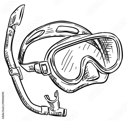 mask snorkeling handdrawn illustration