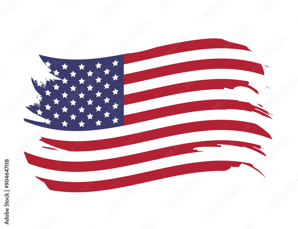 Fototapeta premium USA flag. American flag brush stroke. Vector illustration isolated on white background
