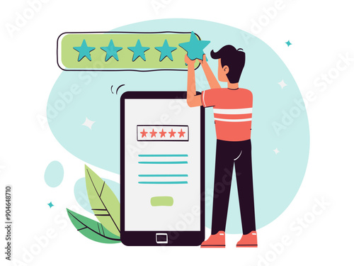 Online Platform sign up and registers activity. Feedback and Retting concept illustration. 