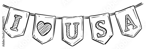 party bunting flags handdrawn illustration