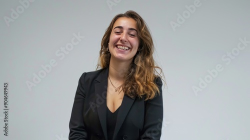 Portrait of a Young Woman with a Cheerful Smile