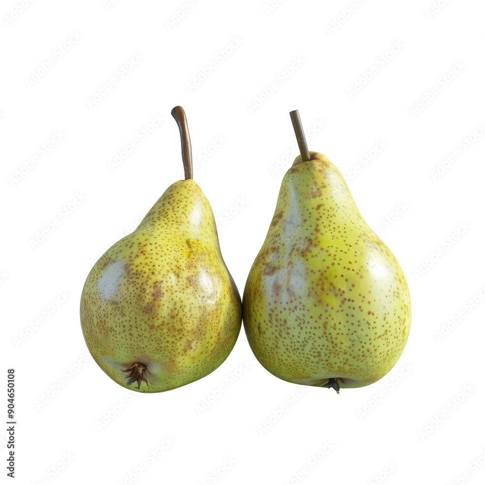Pears separated from the background. One and a half green pears isolated on a transparent background. Pears separated from the background. One and a half green pears isolated on a transparent background.