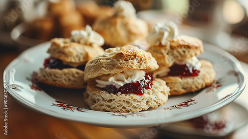 Wallpaper Mural Freshly baked scones with clotted cream and strawberry jam Torontodigital.ca