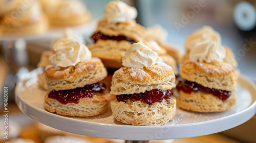 Wallpaper Mural Freshly baked scones with clotted cream and strawberry jam Torontodigital.ca