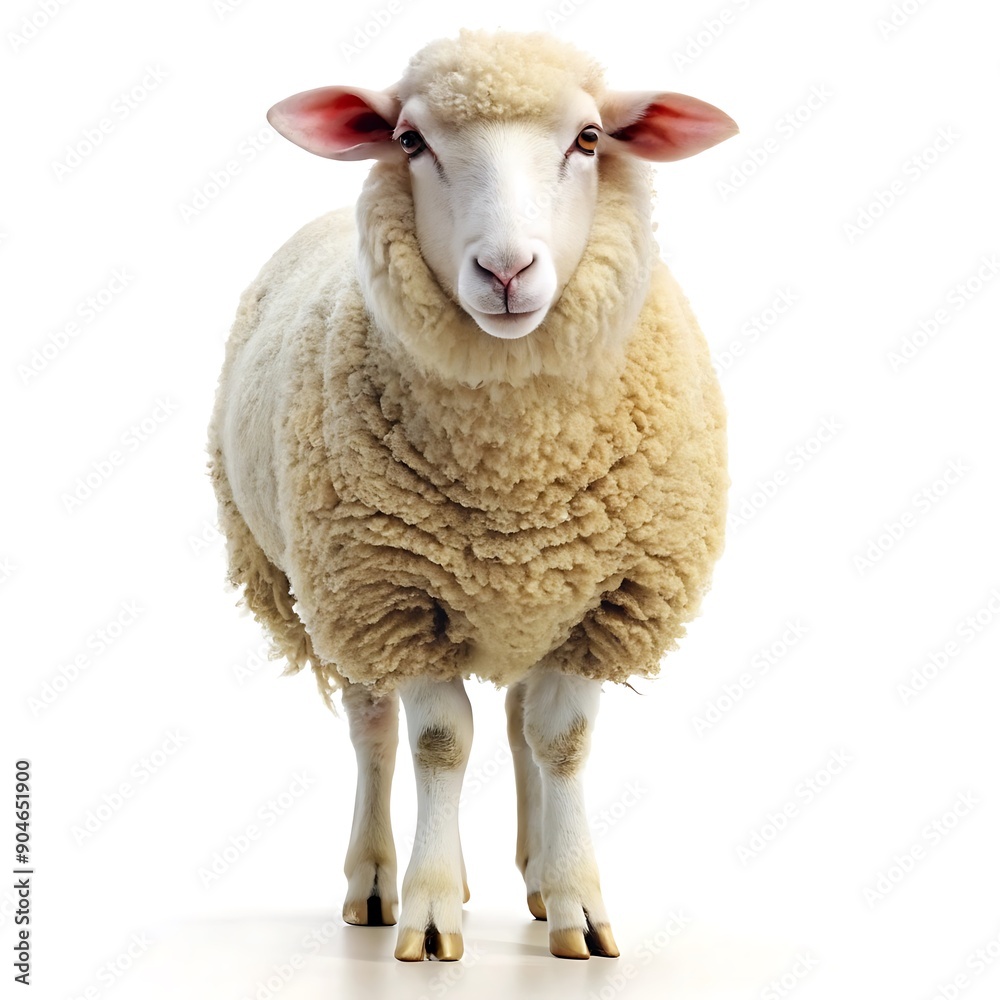 Fototapeta premium Fluffy Sheep Looking at Camera.