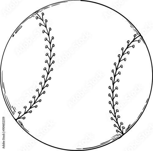 sketch baseball sport athletic equipment hand drawn