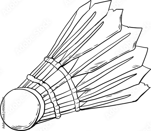 sketch shuttlecock badminton sports equipment hand drawn
