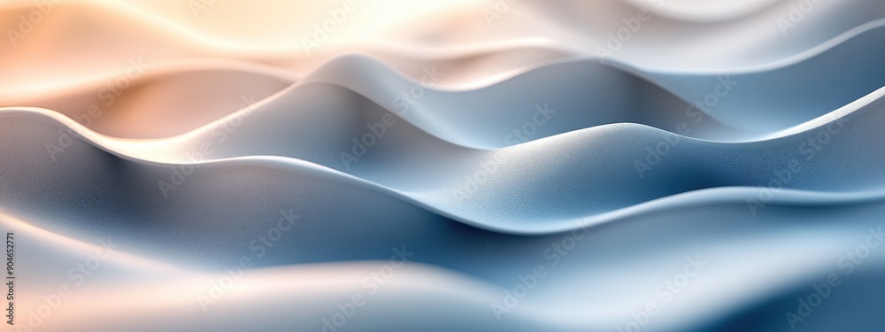 Obraz premium Abstract Smooth Waves in Soft Blue and Orange Light