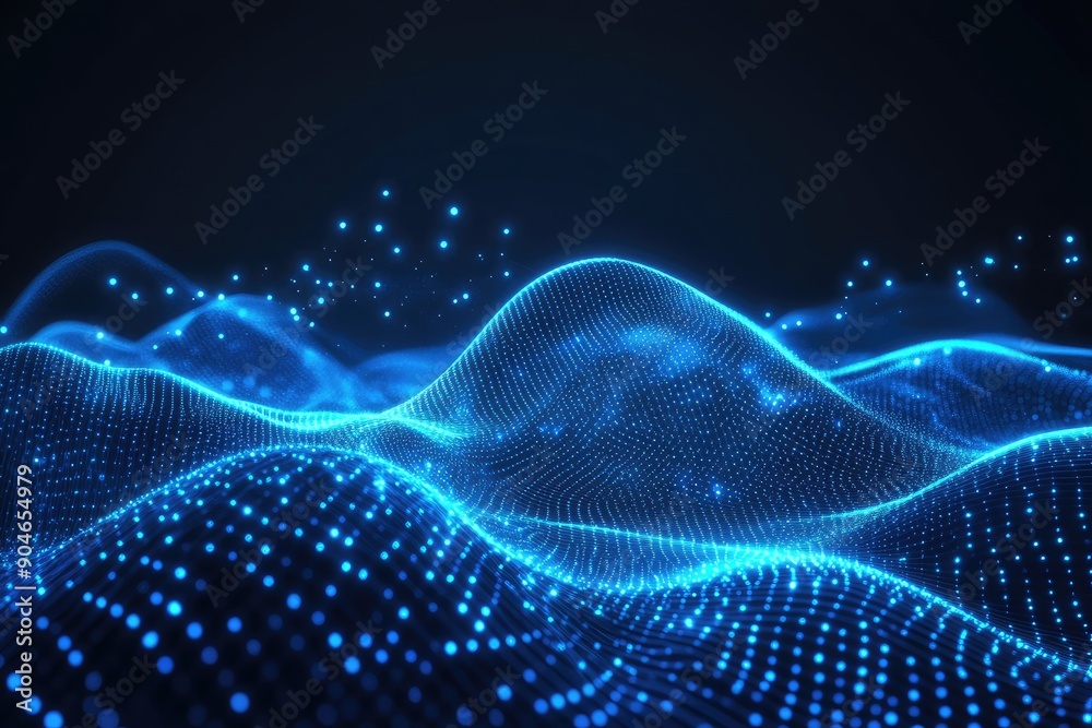 Abstract Wavy Pattern of Glowing Blue Lights Abstract Wavy Pattern of Glowing Blue Lights