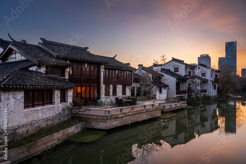 Serene Traditional Village at Sunset