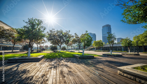 Wallpaper Mural Modern Walkways and Landscaped Areas in Corporate Plaza Torontodigital.ca