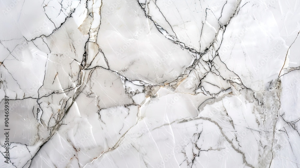 Close-up of a white marble surface with intricate gray veining and a high-gloss finish, highlighting its luxurious texture Close-up of a white marble surface with intricate gray veining and a high-gloss finish, highlighting its luxurious texture