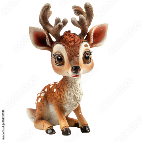 Charming Fawn Figurine with Big Eyes and Delicate Antlers: A Symbol of Youth and Innocence